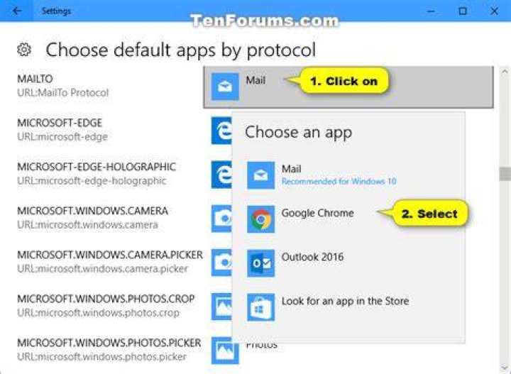 The Default apps navigation option Default apps navigation option windows 11 chrome not working