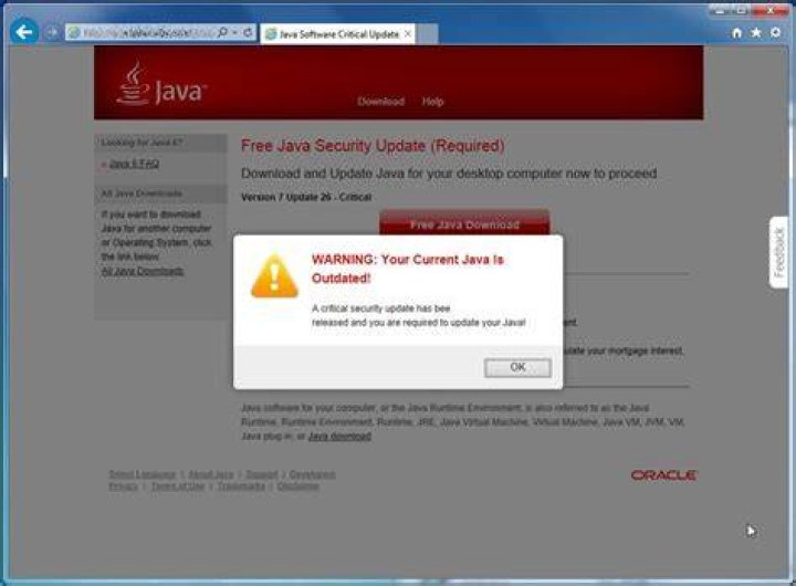 Remove the Java Update is Available popup