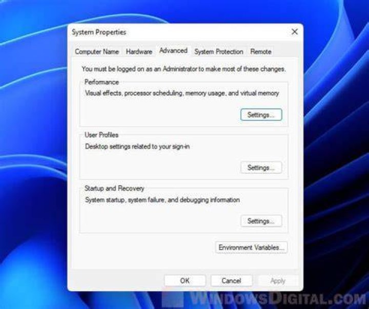 Setup properties